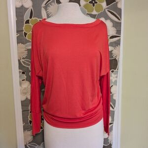 Lanston Sport Revolve Boatneck Lightweight Coral Top Size S